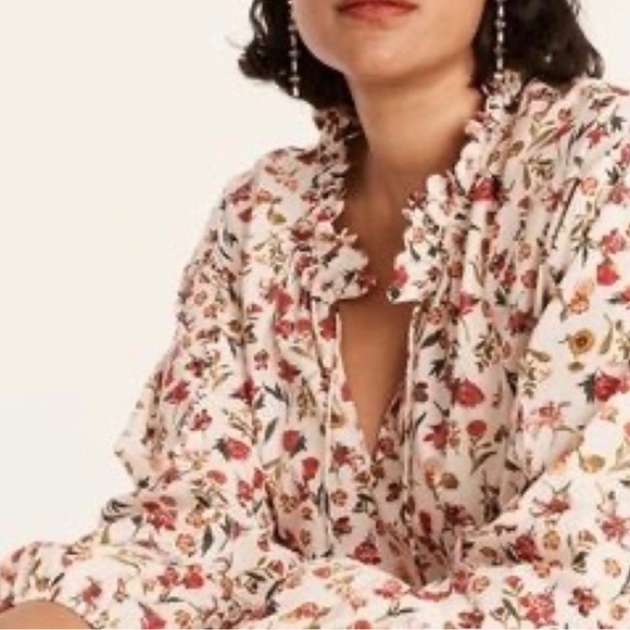 J.Crew Scalloped Tie Neck Vintage Top - Picture 1 of 9